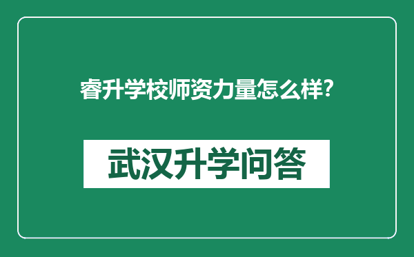 睿升学校师资力量怎么样？