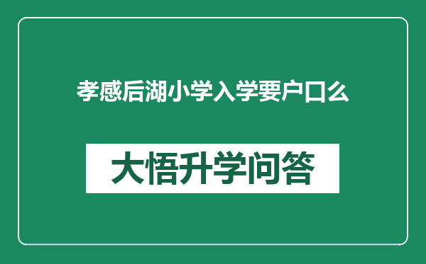 孝感后湖小学入学要户口么