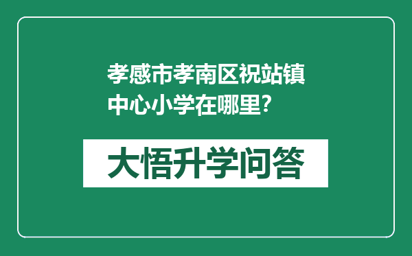 孝感市孝南区祝站镇中心小学在哪里？