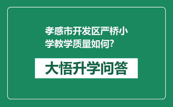 孝感市开发区严桥小学教学质量如何？