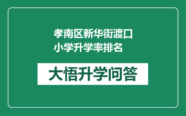 孝南区新华街渡口小学升学率排名
