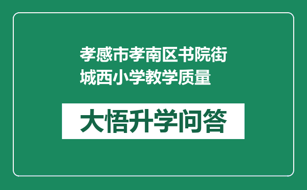 孝感市孝南区书院街城西小学教学质量