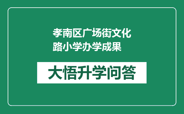 孝南区广场街文化路小学办学成果