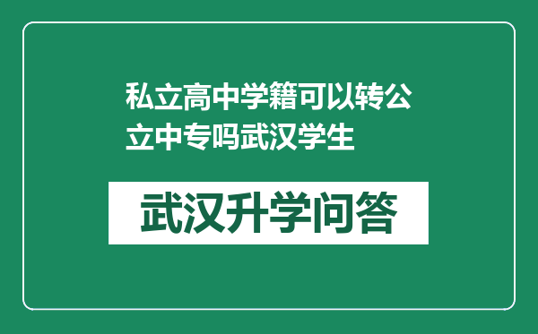 私立高中学籍可以转公立中专吗武汉学生