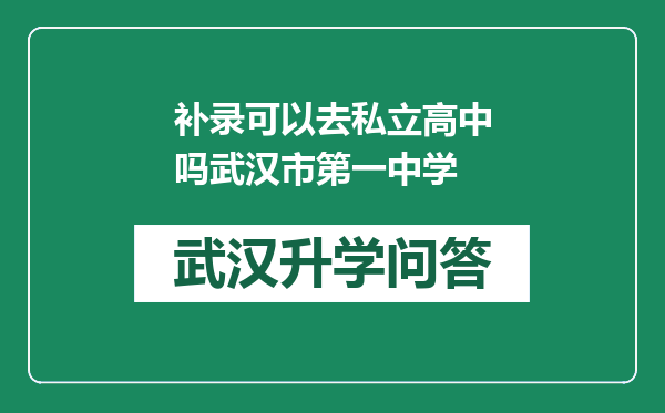 补录可以去私立高中吗武汉市第一中学