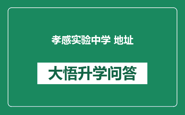 孝感实验中学 地址