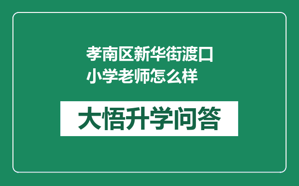 孝南区新华街渡口小学老师怎么样