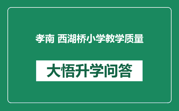 孝南 西湖桥小学教学质量