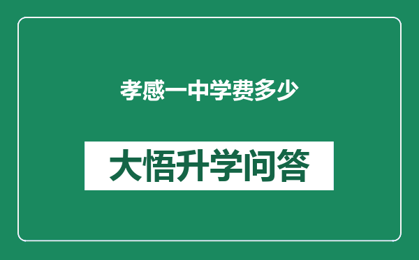孝感一中学费多少