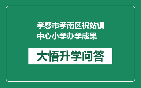 孝感市孝南区祝站镇中心小学办学成果