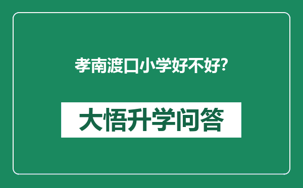 孝南渡口小学好不好？
