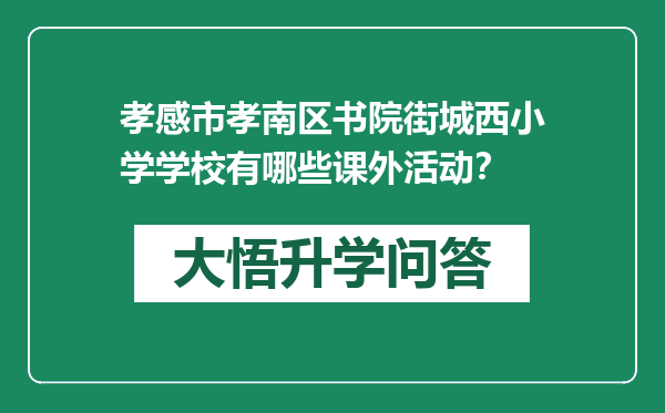 孝感市孝南区书院街城西小学学校有哪些课外活动？