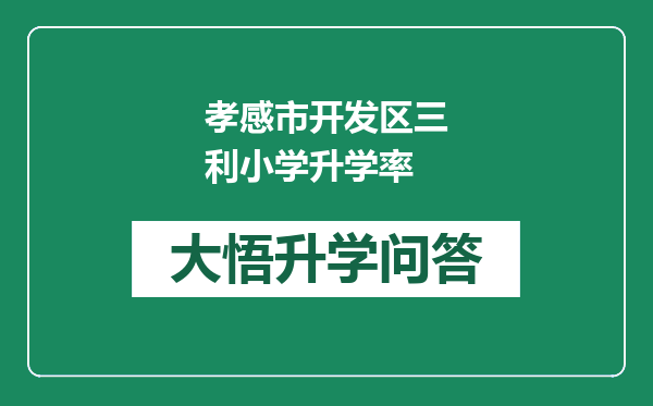 孝感市开发区三利小学升学率