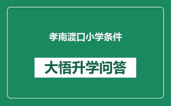 孝南渡口小学条件