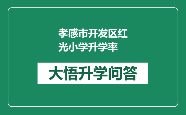 孝感市开发区红光小学升学率