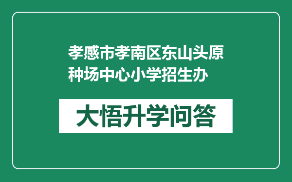 孝感市孝南区东山头原种场中心小学招生办