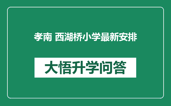 孝南 西湖桥小学最新安排