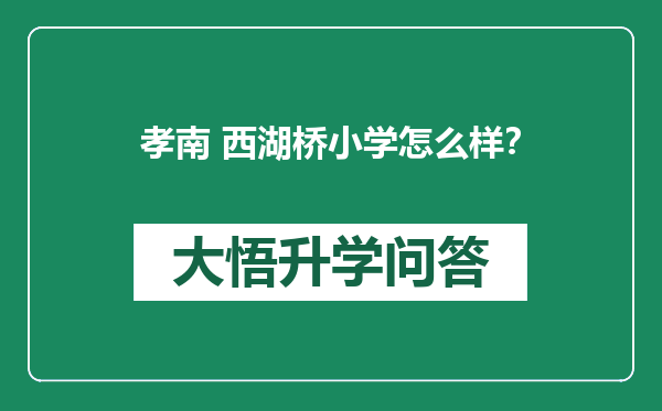 孝南 西湖桥小学怎么样？
