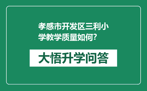 孝感市开发区三利小学教学质量如何？