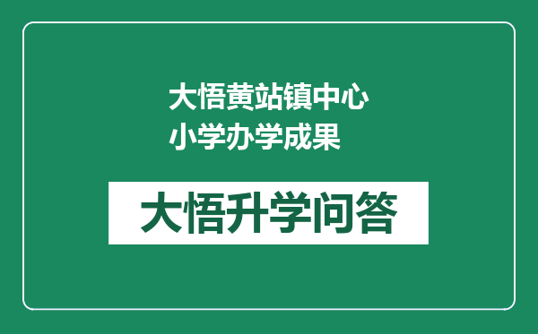 大悟黄站镇中心小学办学成果