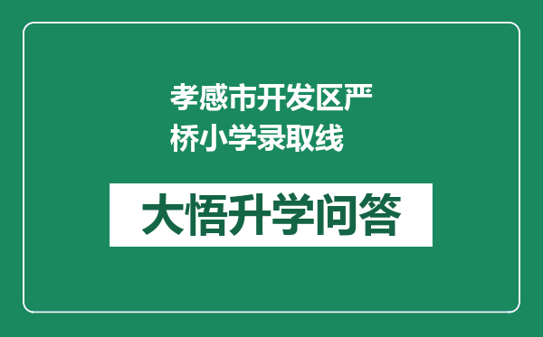 孝感市开发区严桥小学录取线