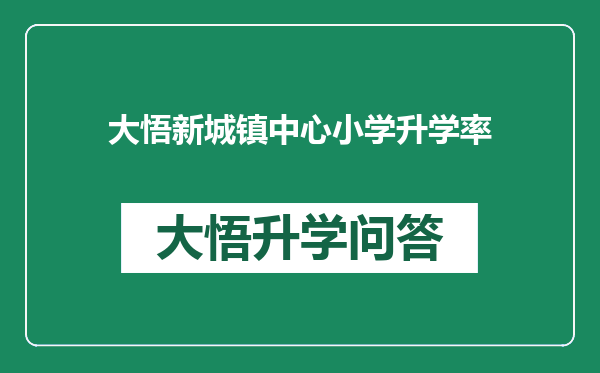 大悟新城镇中心小学升学率