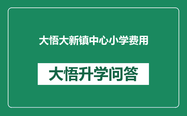 大悟大新镇中心小学费用