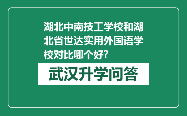 湖北中南技工学校和湖北省世达实用外国语学校对比哪个好？