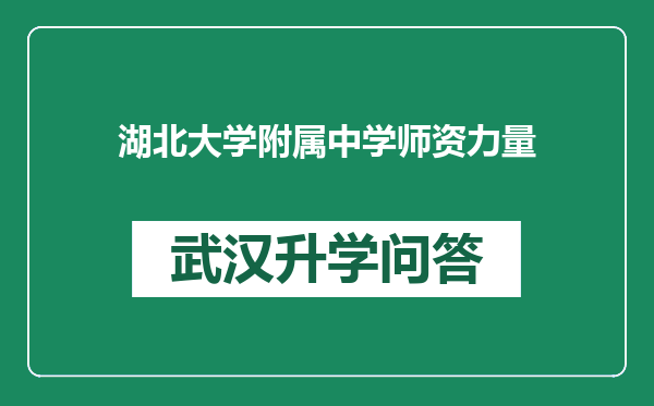 湖北大学附属中学师资力量