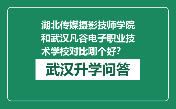 湖北传媒摄影技师学院和武汉凡谷电子职业技术学校对比哪个好？