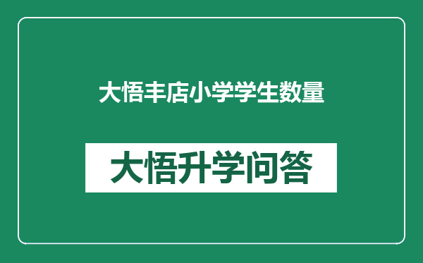 大悟丰店小学学生数量