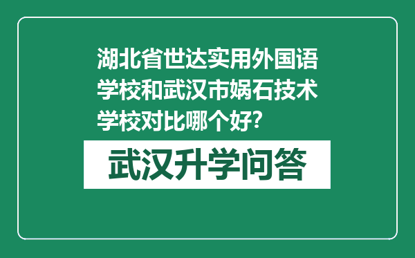 湖北省世达实用外国语学校和武汉市娲石技术学校对比哪个好？