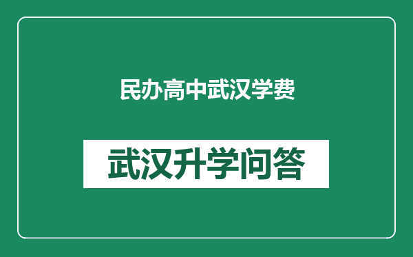 民办高中武汉学费