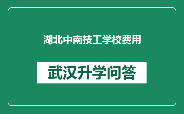 湖北中南技工学校费用