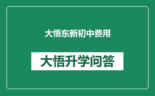大悟东新初中费用