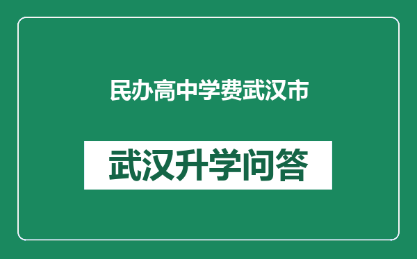 民办高中学费武汉市