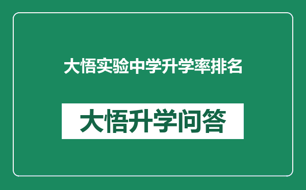 大悟实验中学升学率排名