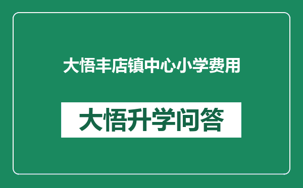 大悟丰店镇中心小学费用
