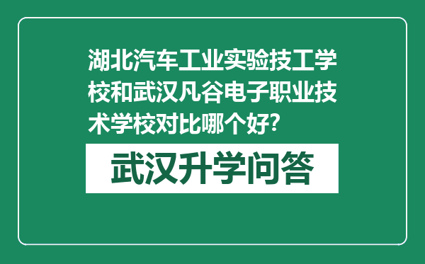 湖北汽车工业实验技工学校和武汉凡谷电子职业技术学校对比哪个好？