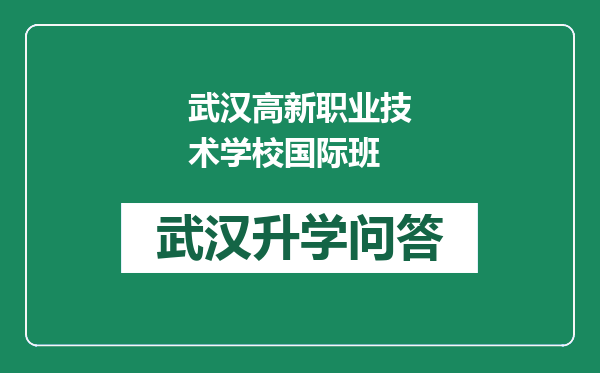 武汉高新职业技术学校国际班