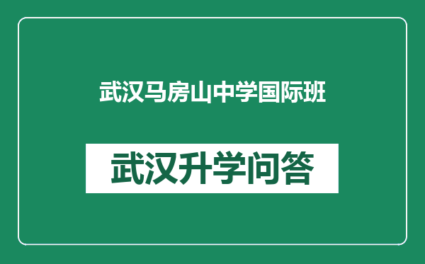 武汉马房山中学国际班
