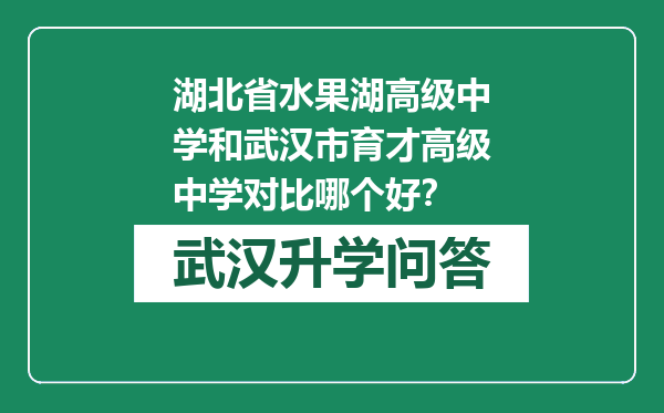 湖北省水果湖高级中学和武汉市育才高级中学对比哪个好？