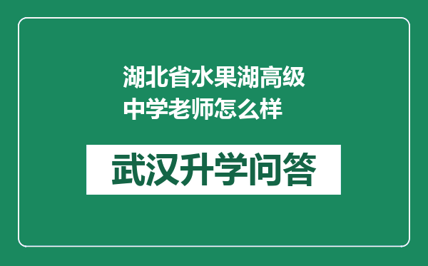湖北省水果湖高级中学老师怎么样