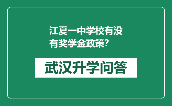 江夏一中学校有没有奖学金政策？