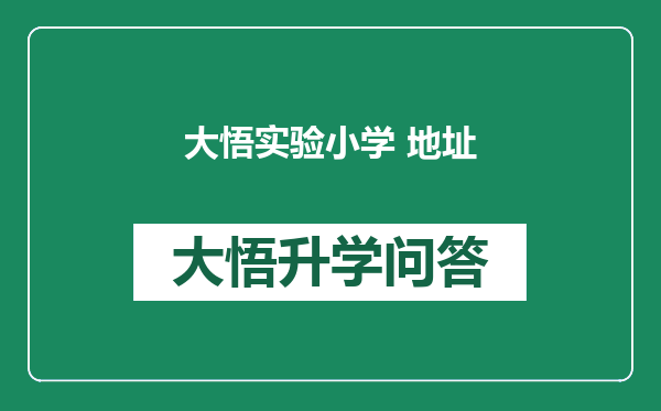 大悟实验小学 地址