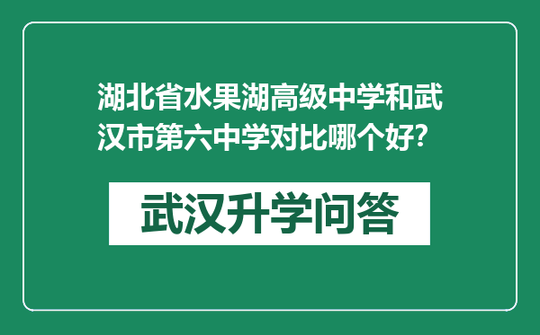 湖北省水果湖高级中学和武汉市第六中学对比哪个好？