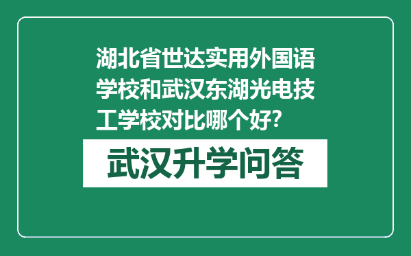 湖北省世达实用外国语学校和武汉东湖光电技工学校对比哪个好？