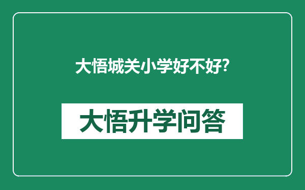 大悟城关小学好不好？