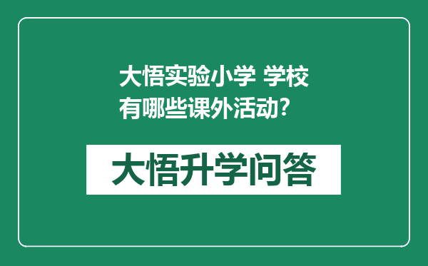 大悟实验小学 学校有哪些课外活动？
