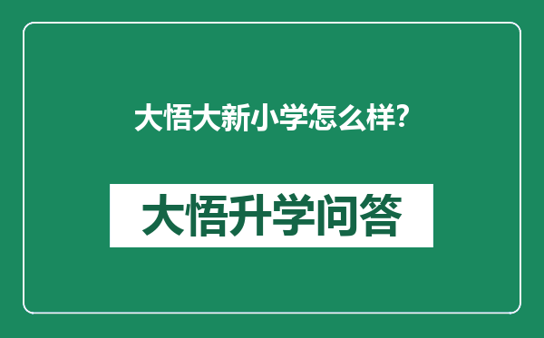 大悟大新小学怎么样？
